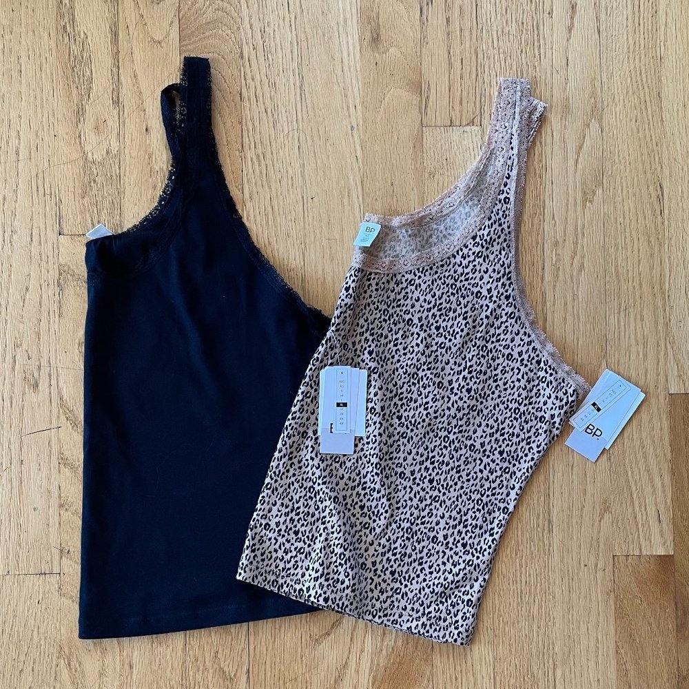 Nordstrom BP. Lace-Trimmed Cotton Camisole Tank Top Bundle - Picture 3 of 3